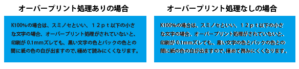 オーバープリント処理ありとなし