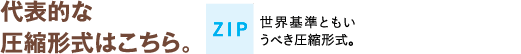 代表的な圧縮形式はZIP