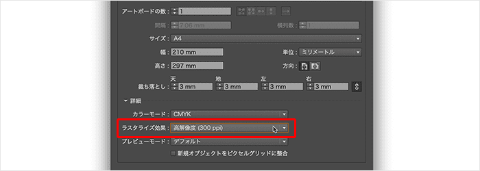 ラスタライズ効果設定2